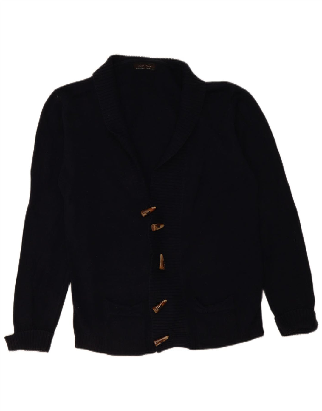 Zara Herren-Strickjacke, groß, marineblau, Baumwolle