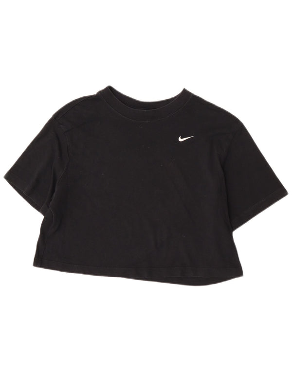 Nike Damen Crop Oversize T-Shirt Top UK 6 XS Schwarz Baumwolle