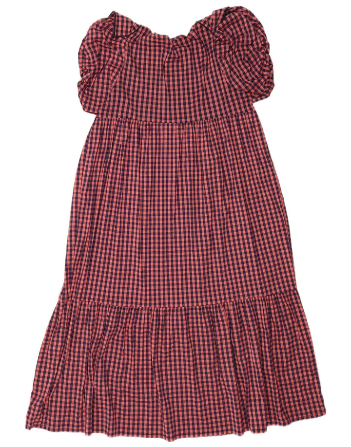 Zara Rüschen-Empire-Kleid für Damen, UK 10, kleines rosafarbenes Gingham-Polyester