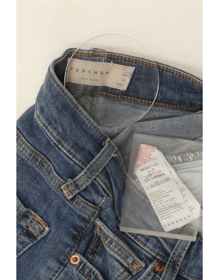 Topshop Damen Jamie Flared Jeans W24 L28 Blaue Baumwolle
