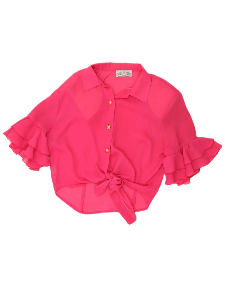 ACCORDO Damen Kurzarm-Hemdbluse UK 12 Mittelrosa Polyester