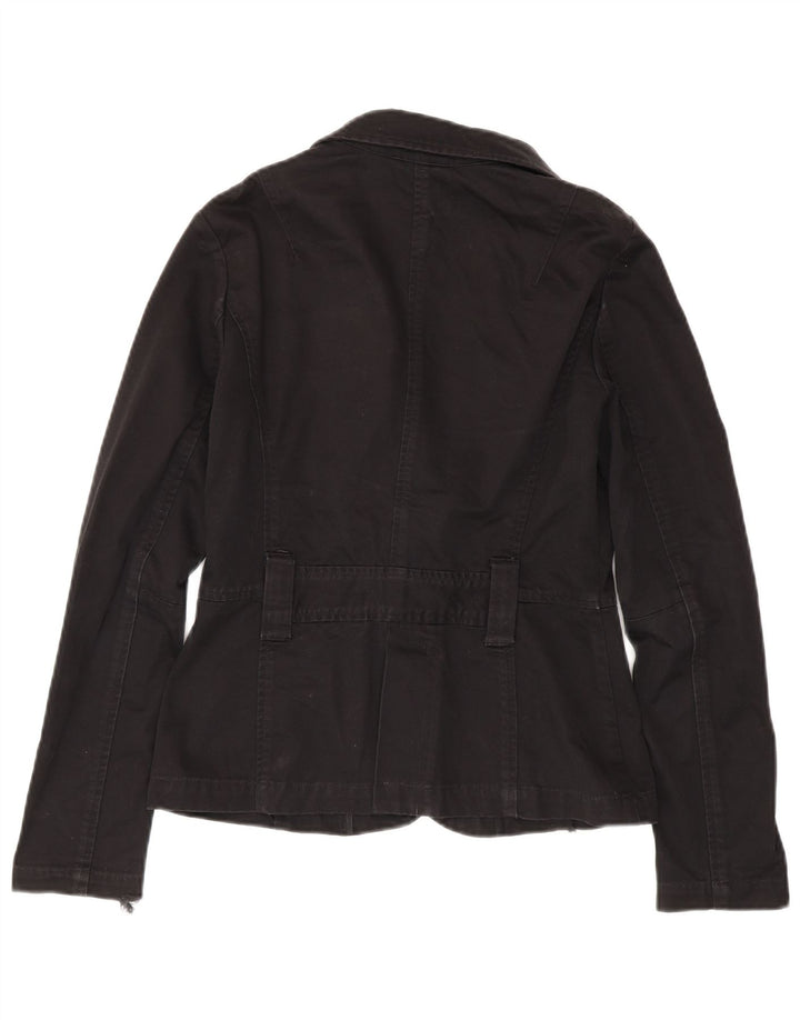 Armani Exchange Damen 1-Knopf-Blazerjacke UK 12 Mittelschwarze Baumwolle