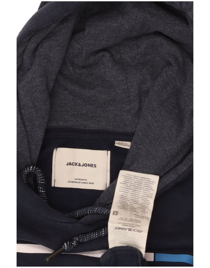 Jack & Jones Herren-Kapuzenpullover mit Grafik, Größe S, marineblaue Baumwolle