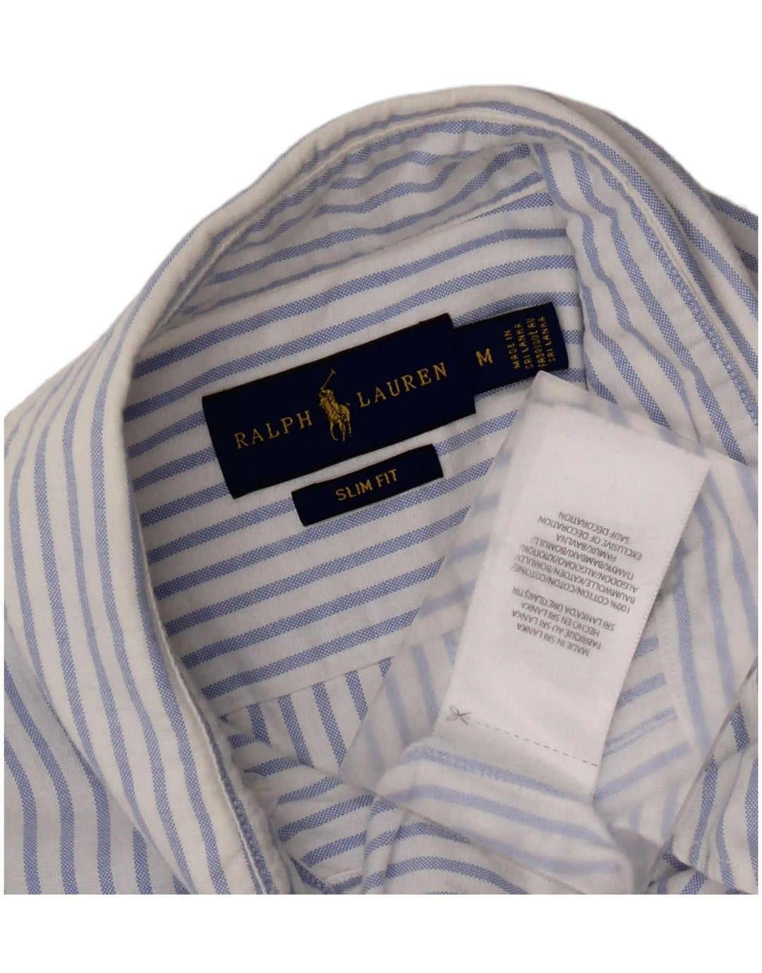Ralph Lauren Herren-Slim-Fit-Hemd aus mittelblauer, gestreifter Baumwolle