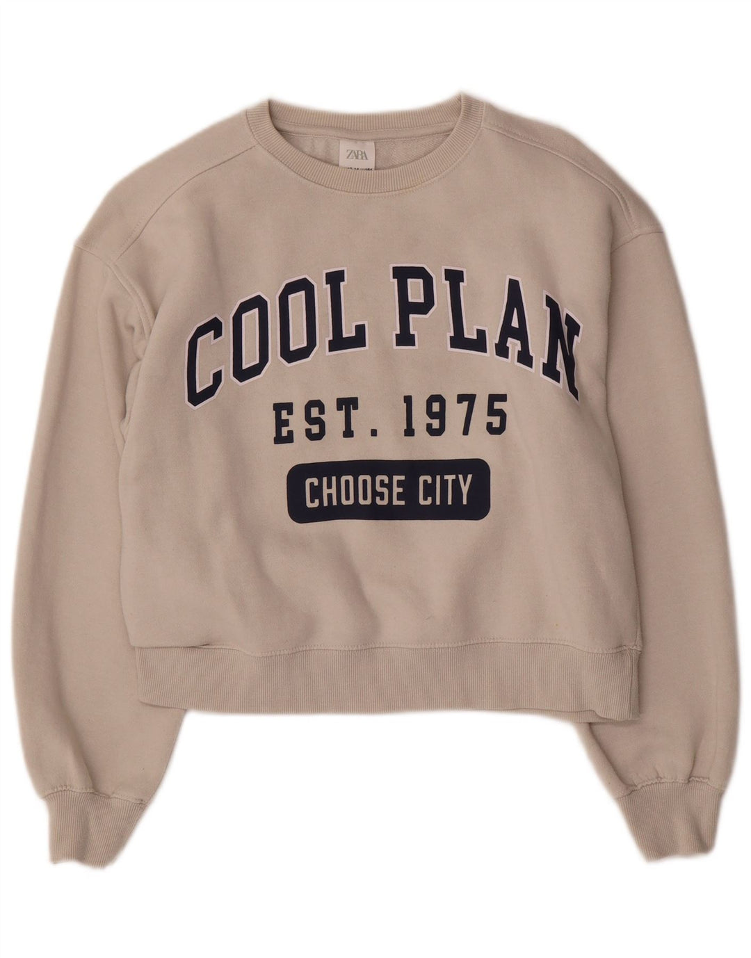 Zara Crop Graphic Sweatshirt-Pullover für Mädchen, 13–14 Jahre, Weiß