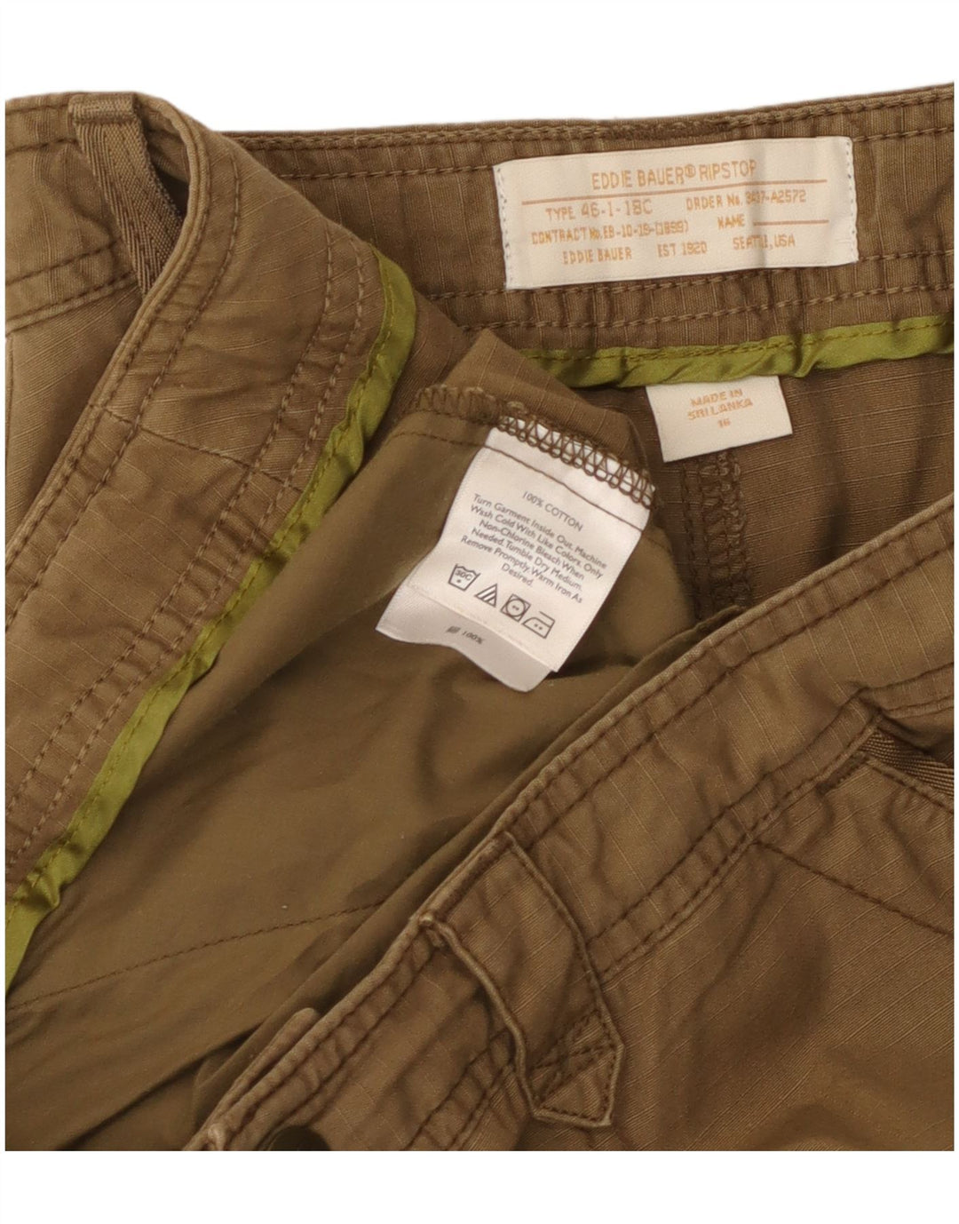 Eddie Bauer Damen Cargoshorts US 16 2XL W40 Khaki Baumwolle