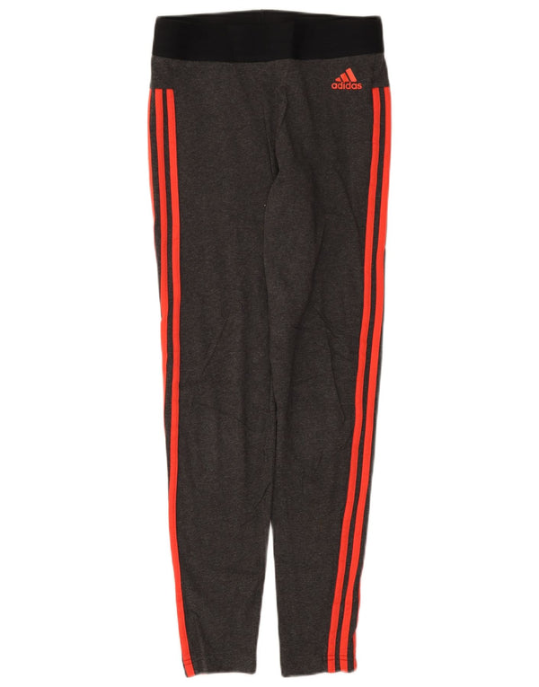 Adidas Damen Leggings UK 12/14 Mittelgraue Colourblock-Baumwolle