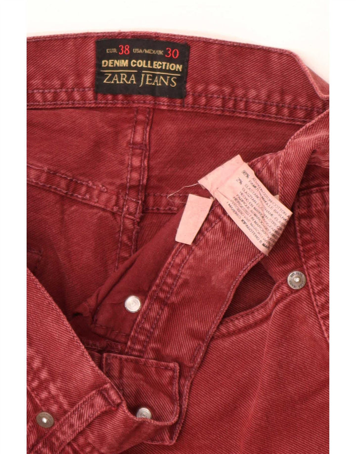 Zara Herren Slim Jeans EU 38 Small W30 L30 Rote Baumwolle