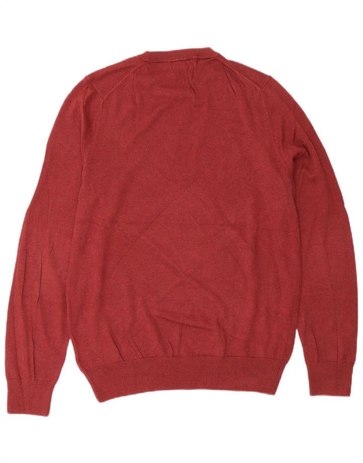 Marks & Spencer Herren-Pullover mit Rundhalsausschnitt, mittlere kastanienbraune Baumwolle