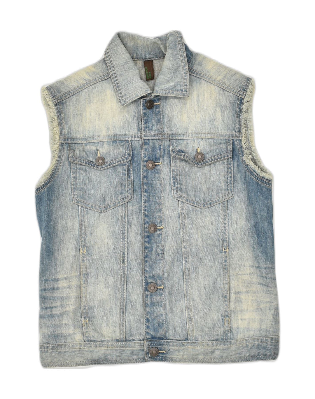BENETTON Girls Denim Gilet 15-16 Years Blue Tie Dye Cotton | Vintage Benetton | Thrift | Second-Hand Benetton | Used Clothing | Messina Hembry 