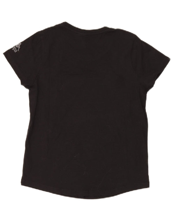 Kappa Womens Graphic T-Shirt Top UK 12 Mittelschwarze Baumwolle