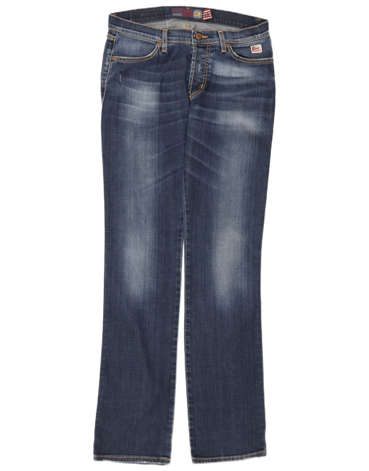 Roy Rogers Damen Bootcut Jeans IT 46 Large W32 L36 Blaue Baumwolle