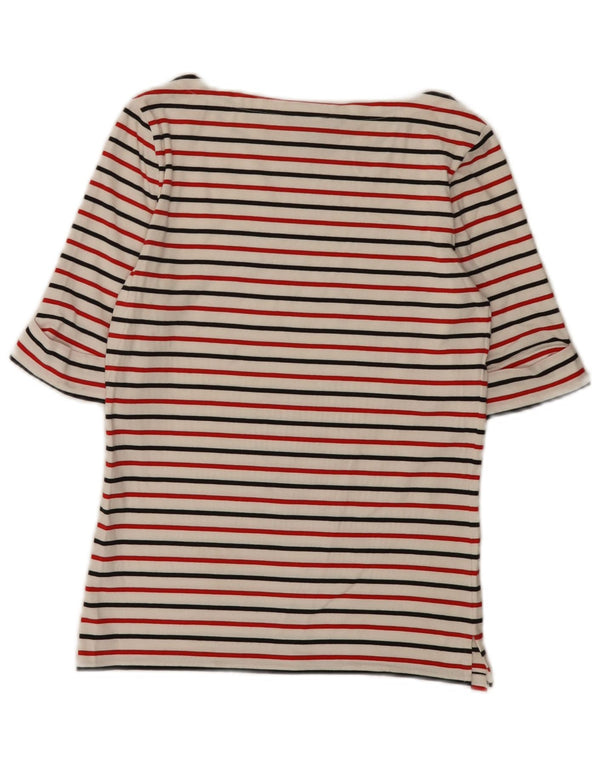 Ralph Lauren Damen-Top mit 3/4-Ärmeln, UK-Größe 12, mittelweiß gestreift