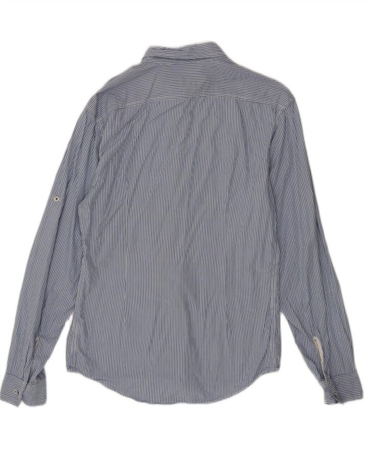 ZARA Boys Shirt 15-16 Years Blue Pinstripe Cotton
