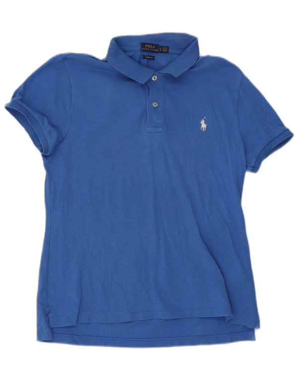 Polo Ralph Lauren Damen Skinny Fit Hemd UK 14 Große blaue Baumwolle