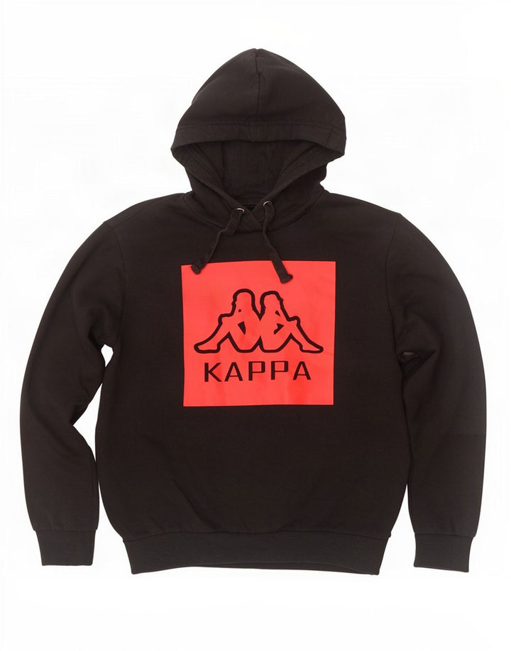 Kappa Herren Graphic Hoodie Pullover Mittelschwarze Baumwolle