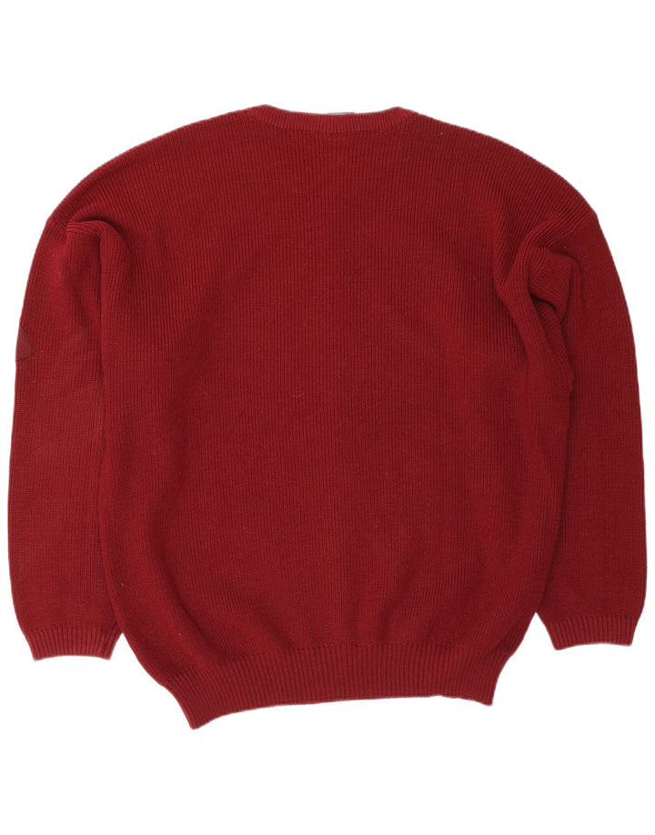 North Pole Herren-Pullover mit Rundhalsausschnitt, XL, bordeauxrote Wolle