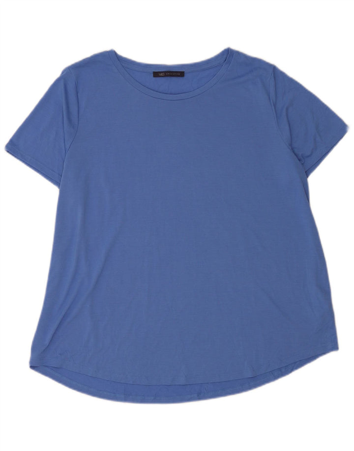 Marks & Spencer Damen T-Shirt Top UK 20 2XL Blau Polyester