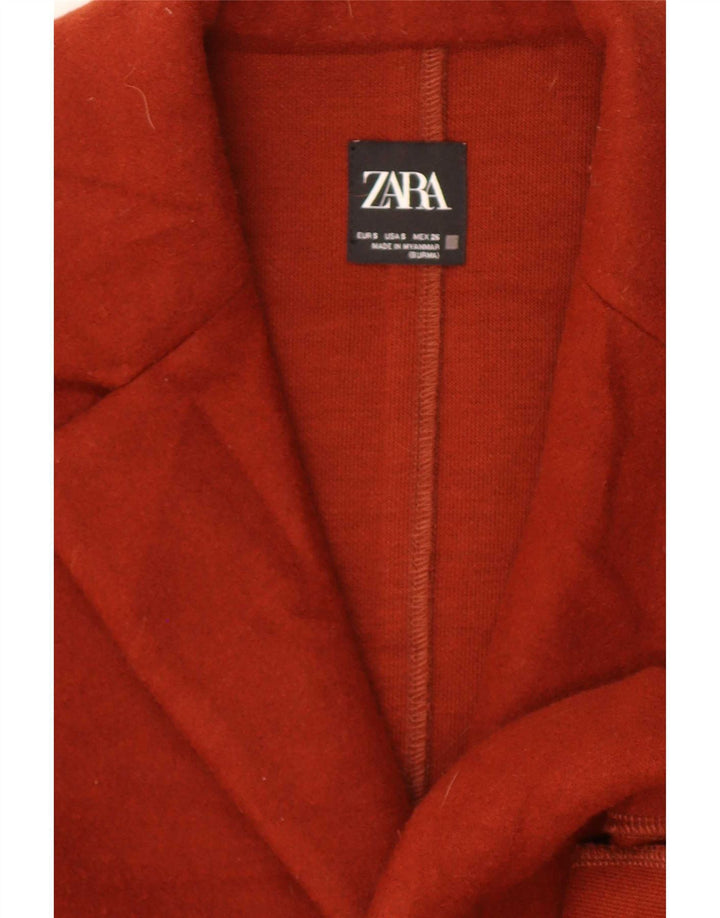 Zara Damen Mantel UK 10 Small Kastanienbraun Baumwolle