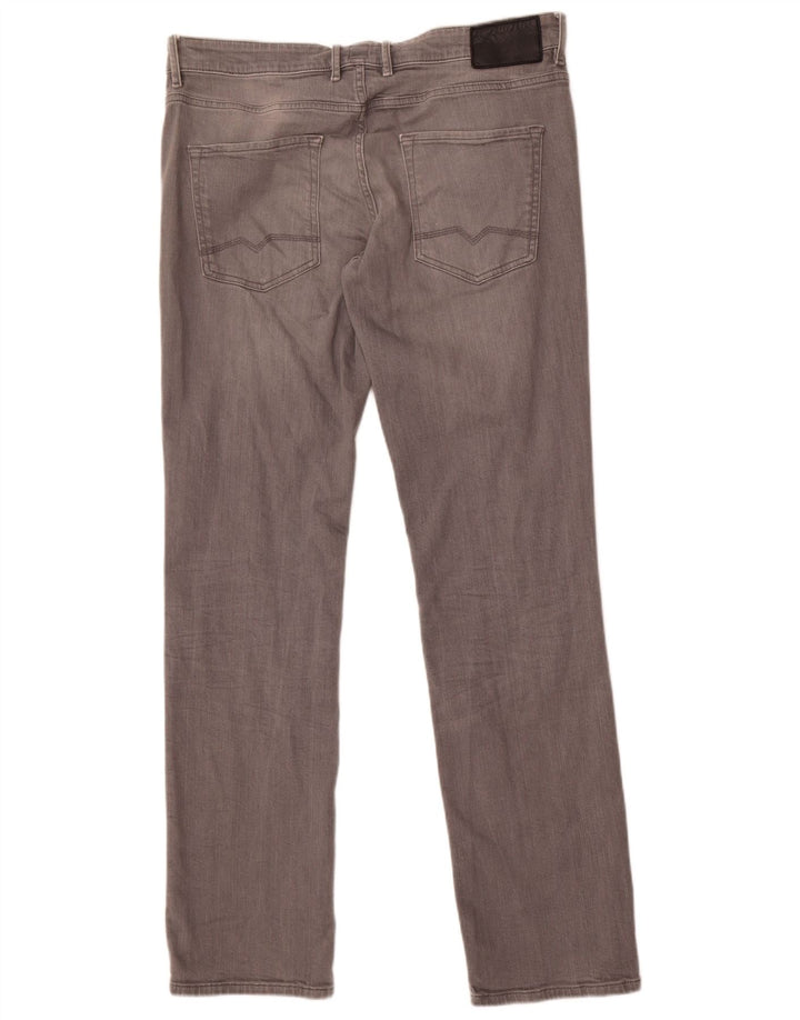 Hugo Boss Herren-Jeans mit normaler Passform, gerade Passform, W36, L34, graue Baumwolle