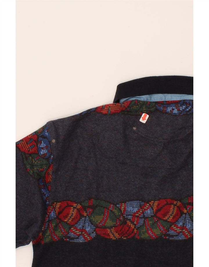 JOHNNY LAMBS Womens Polo Neck Jumper Sweater IT 44 Medium Grey Colourblock Vintage Johnny Lambs and Second-Hand Johnny Lambs from Messina Hembry 