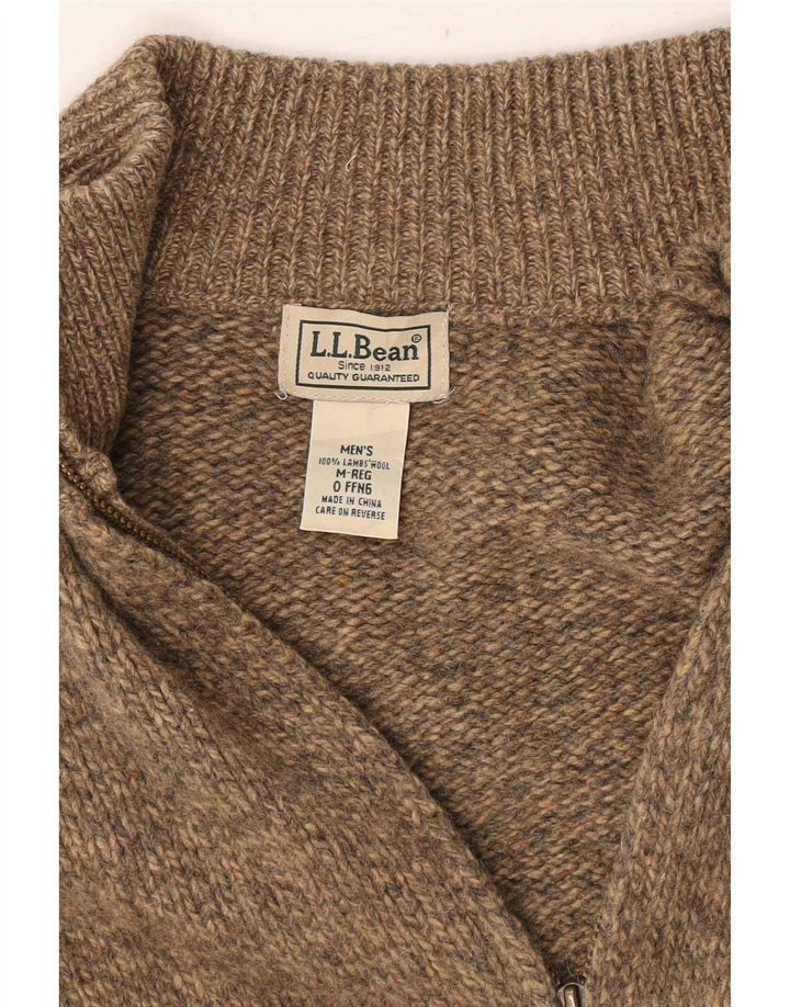 L.L.Bean Herren-Cardigan mit durchgehendem Reißverschluss, mittelbeigefarbene gesprenkelte Lammwolle