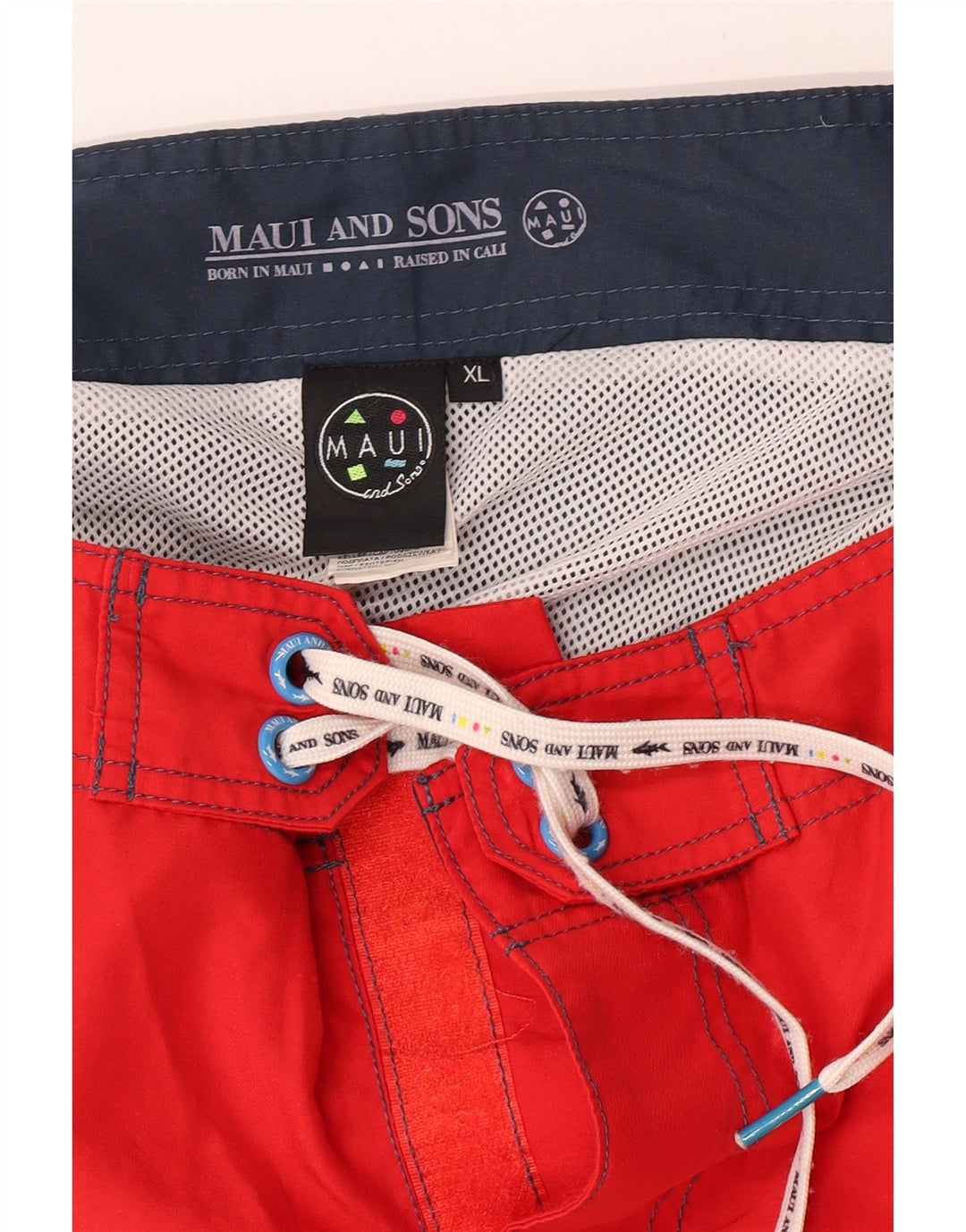 Maui and Sons Herren-Badeshorts XL, rotes Farbblock-Polyester