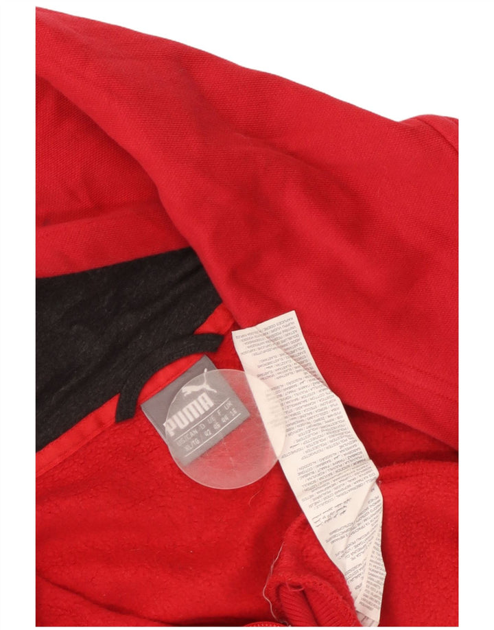PUMA Damen Zip Hoodie Pullover UK 16 Große rote Baumwolle