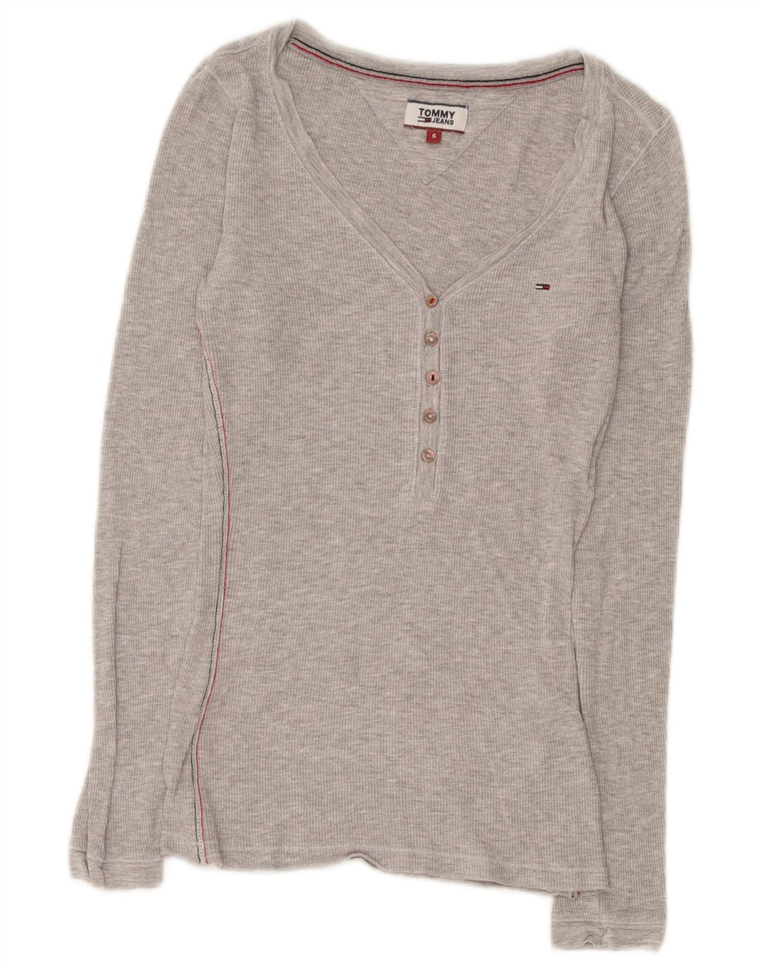Tommy Hilfiger Damen Top Langarm UK 8 Small Graue Viskose