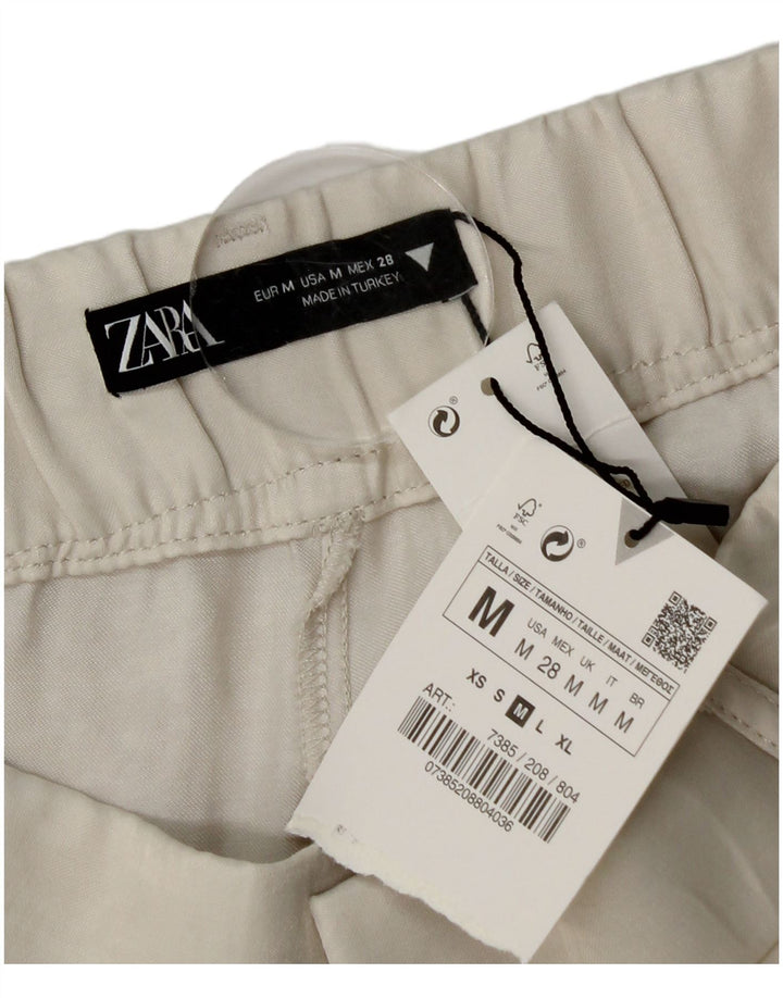 Zara Damen Pegged Chino Shorts Medium W28 Off White Viscose
