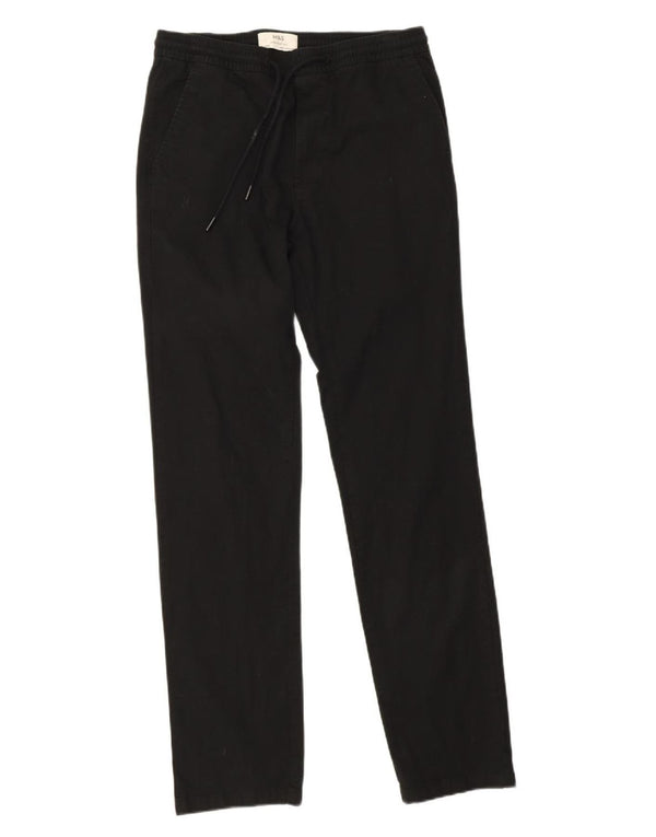 Marks & Spencer Herren gerade Freizeithose, Größe S, W30, L32, Schwarz, Baumwolle