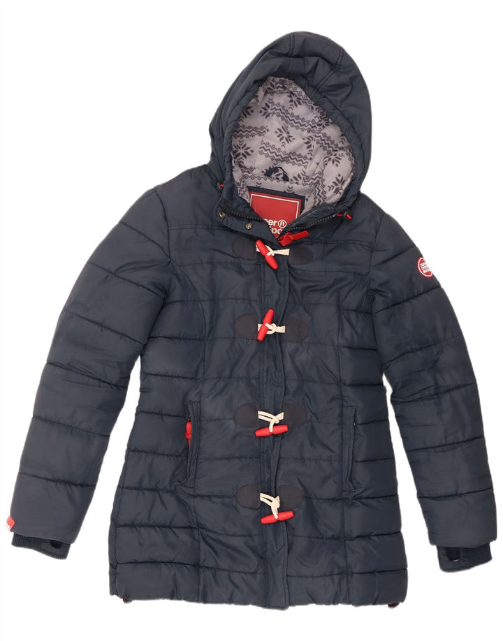 Superdry Wattierte Jacke mit Kapuze für Damen, UK 14, Größe L, Marineblau, Polyester