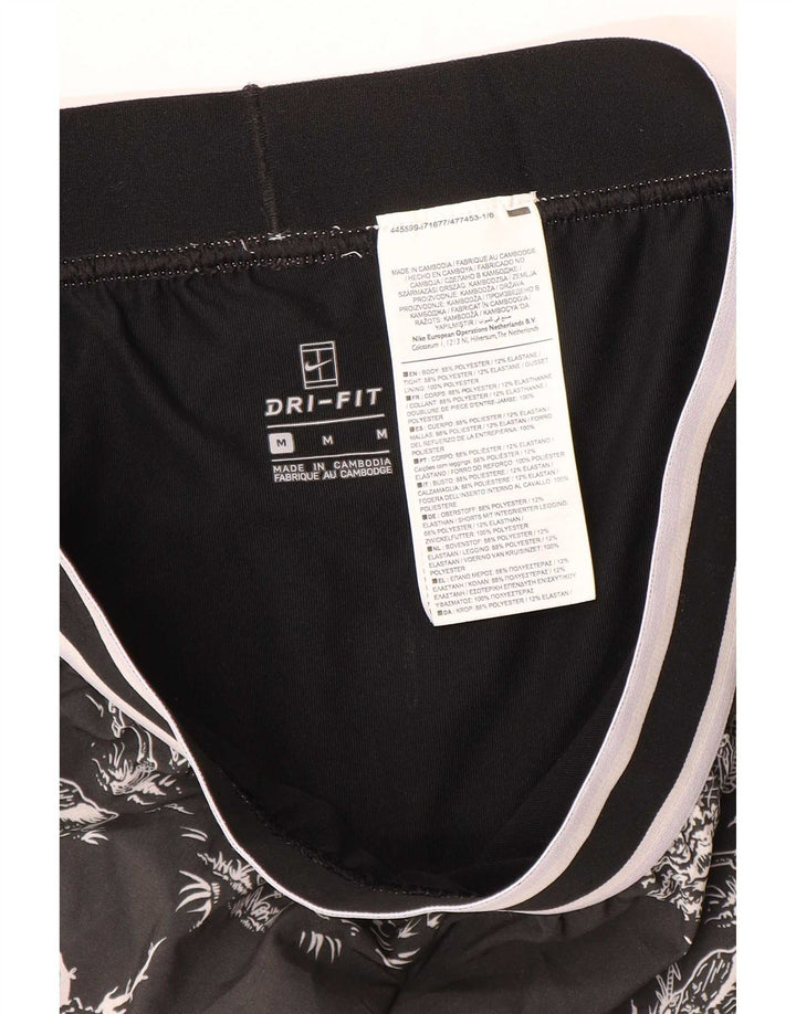 Nike Damen Dri Fit Graphic Sport Shorts UK 14 Medium Schwarz Polyester
