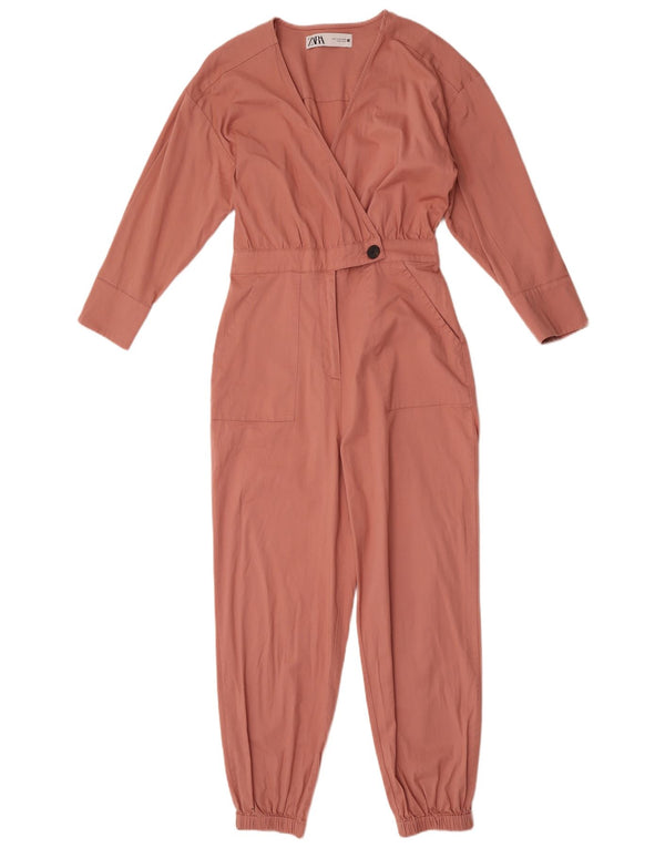 Zara Damen-Overall mit langen Ärmeln, UK-Größe 10, Größe S, rosa, Baumwolle