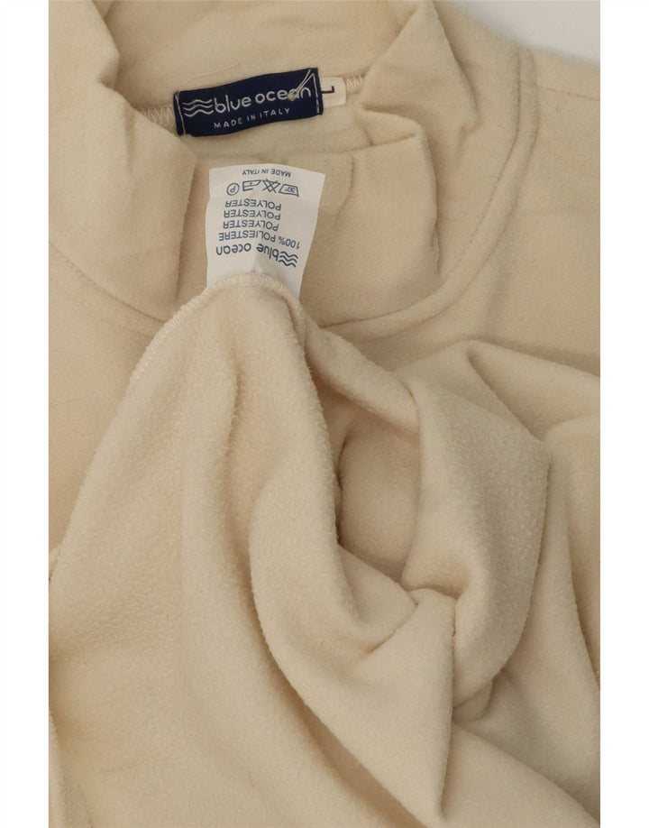 Vintage Herren Velours-Sweatshirt mit Reißverschluss, großes Beige, Polyester