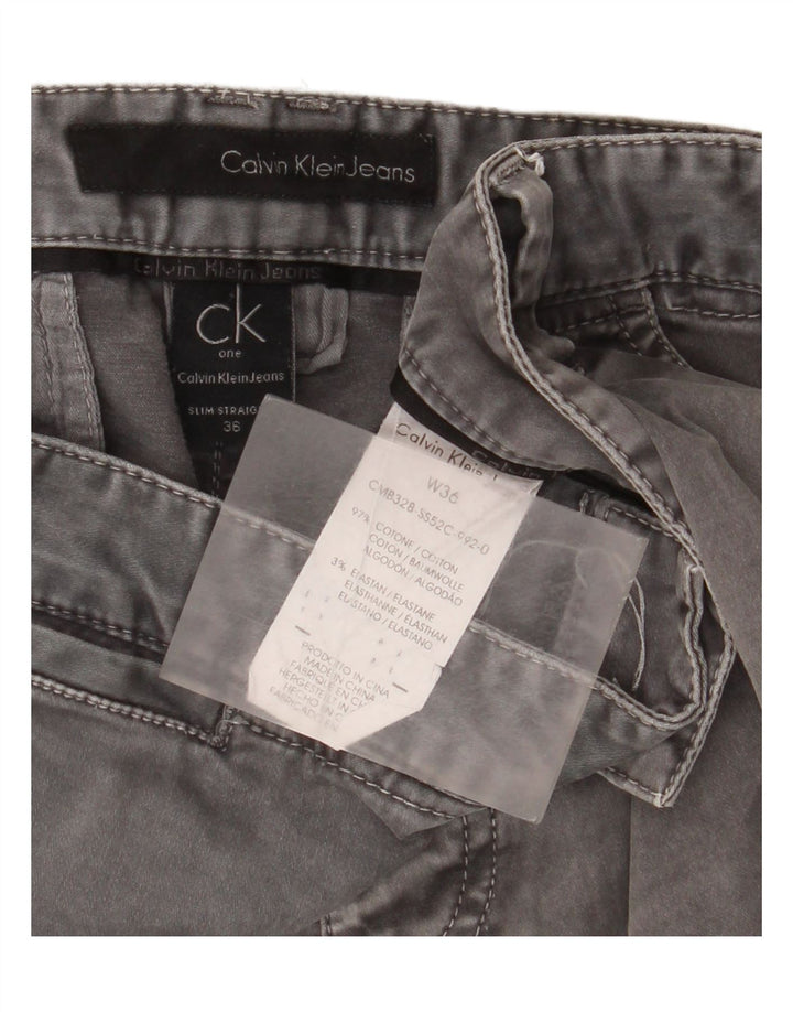 Calvin Klein Herren Slim Jeans W36 L32 Graue Baumwolle