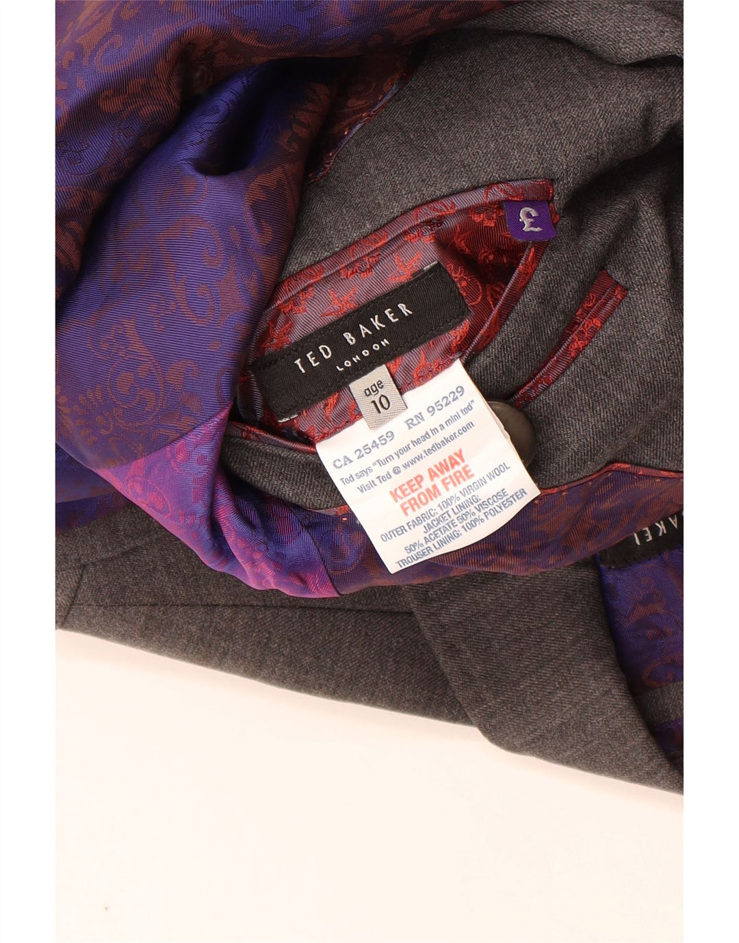 Ted Baker Jungen-Blazer mit 2 Knöpfen, 9–10 Jahre, graue Schurwolle