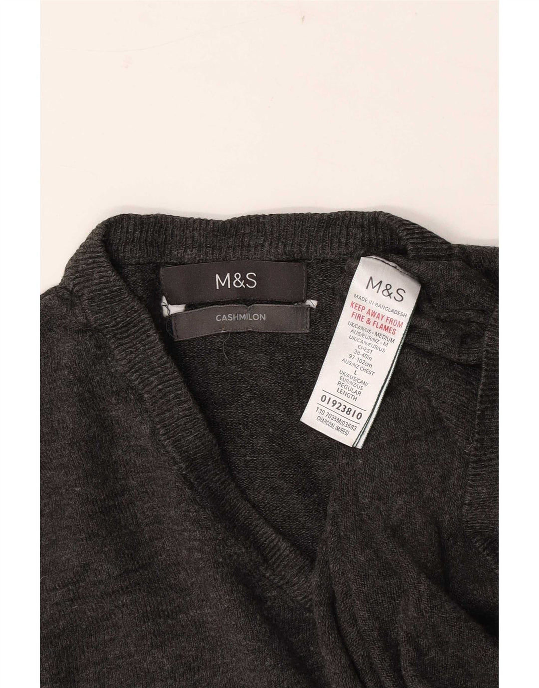 Marks & Spencer Herren-Pullover mit V-Ausschnitt, groß, Acryl, Grau