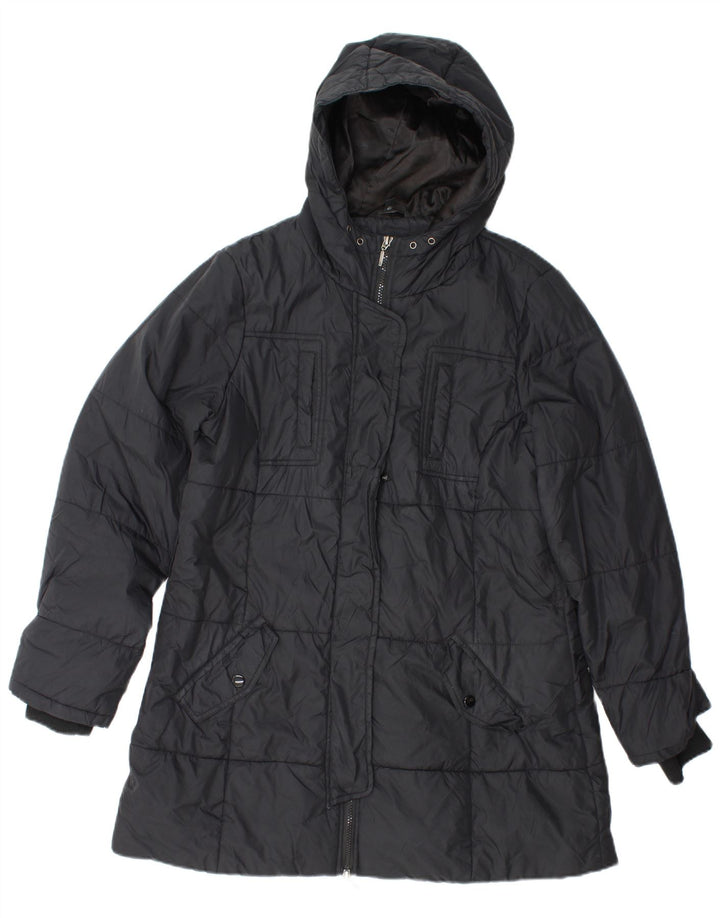 Marks & Spencer Wattierte Damenjacke mit Kapuze, UK 14, Mittelschwarz, Polyamid