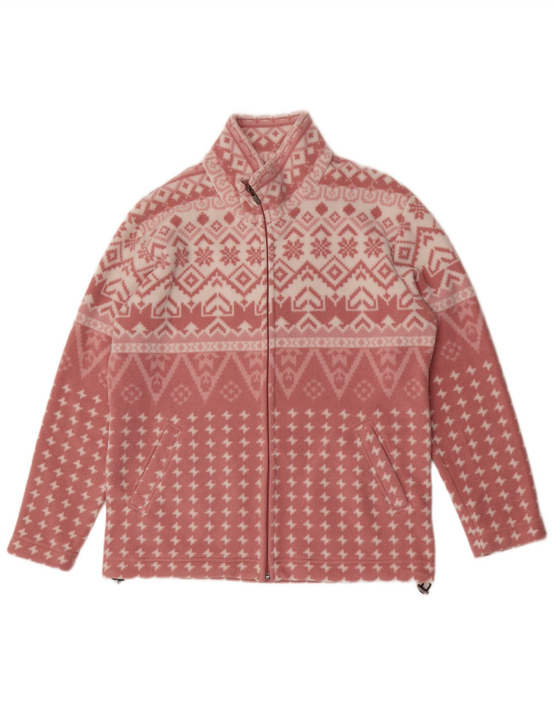F.LLI Campagnolo Damen Fleecejacke UK 16 Large Rosa Geometrisch Polyester