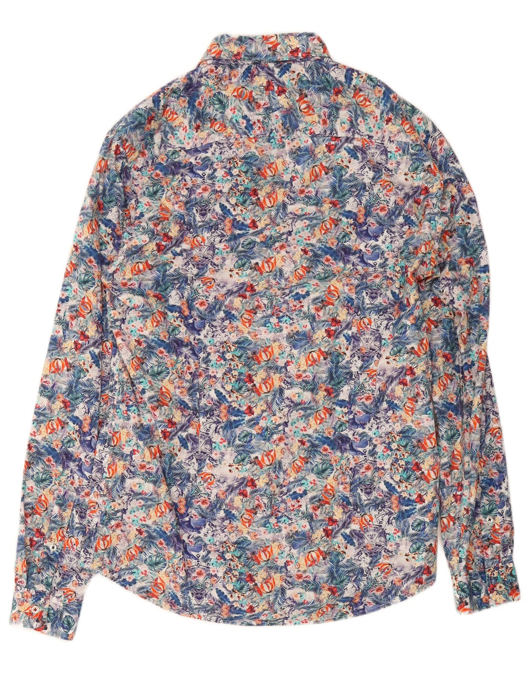 Zara Slim-Fit-Hemd für Herren, mittelgroß, mehrfarbig, Blumenmuster, Baumwolle