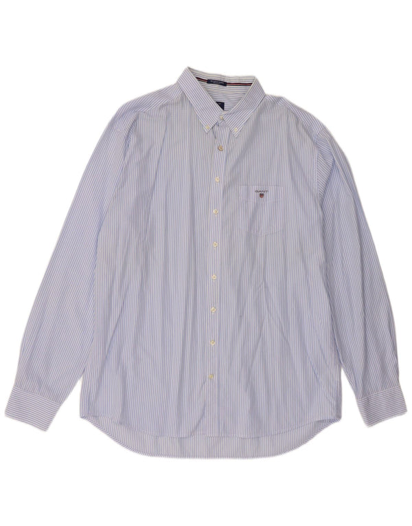 Gant Herren-Hemd mit normaler Passform, Größe 45/46, 18, 2XL, blau gestreift, Baumwolle