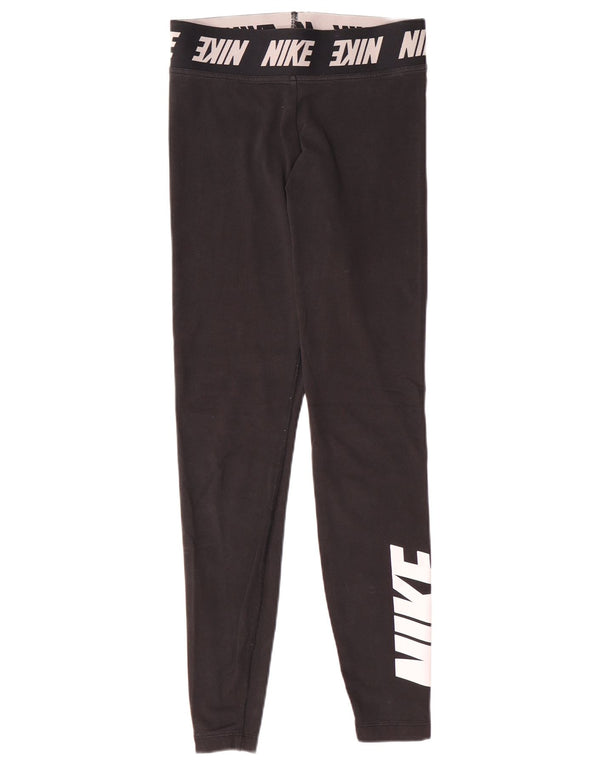 NIKE Damen Graphic Leggings UK 12 Mittelschwarze Baumwolle