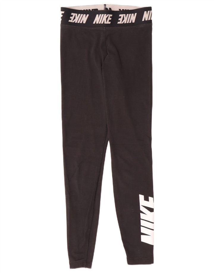 NIKE Damen Graphic Leggings UK 12 Mittelschwarze Baumwolle