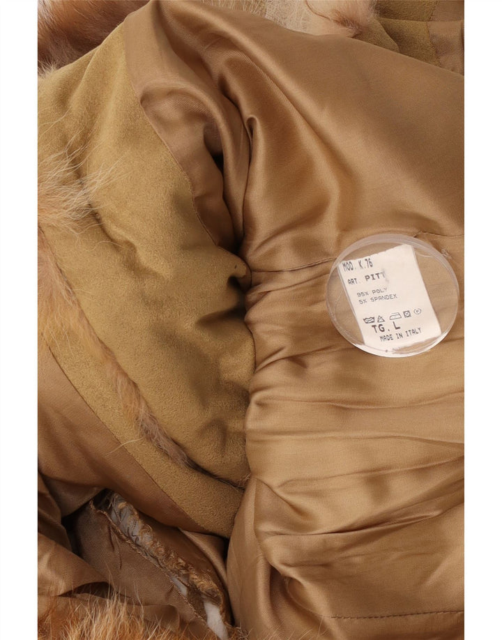 Gepolsterte Vintage-Damenjacke mit Kapuze, UK 16, Größe L, Beige, Polyester