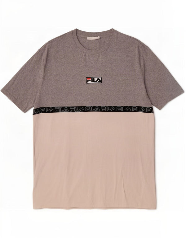Fila Herren-T-Shirt mit Grafik, groß, Grau, Colourblock-Baumwolle