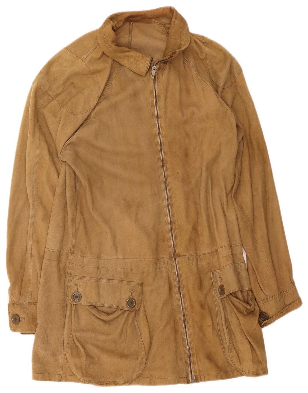 Vintage Damen Wildledermantel UK 8 Small Beige