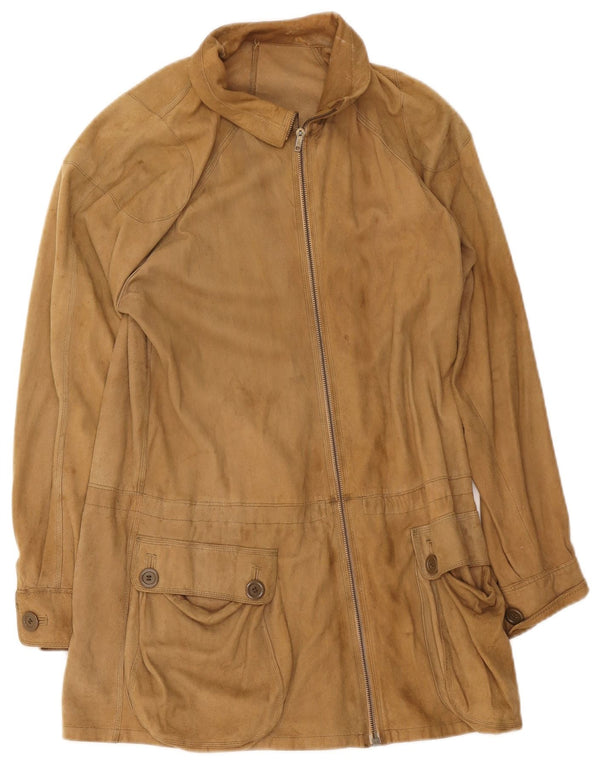 Vintage Damen Wildledermantel UK 8 Small Beige