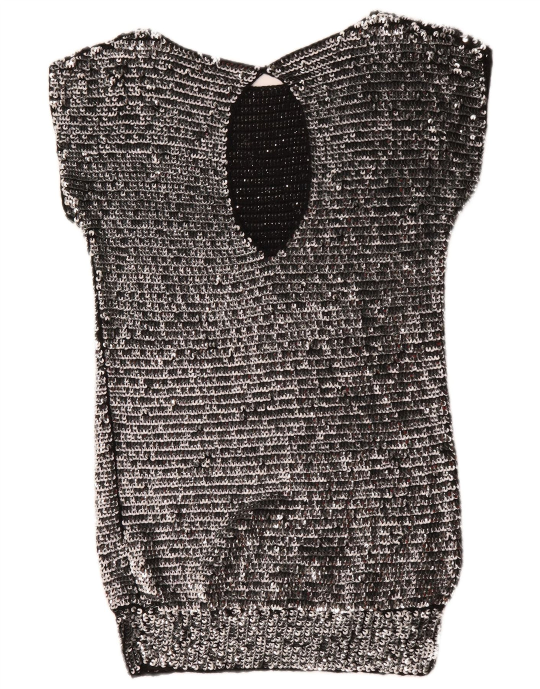 Mangano Damen Pailletten-Bodycon-Kleid UK 14 Medium Silber Wolle