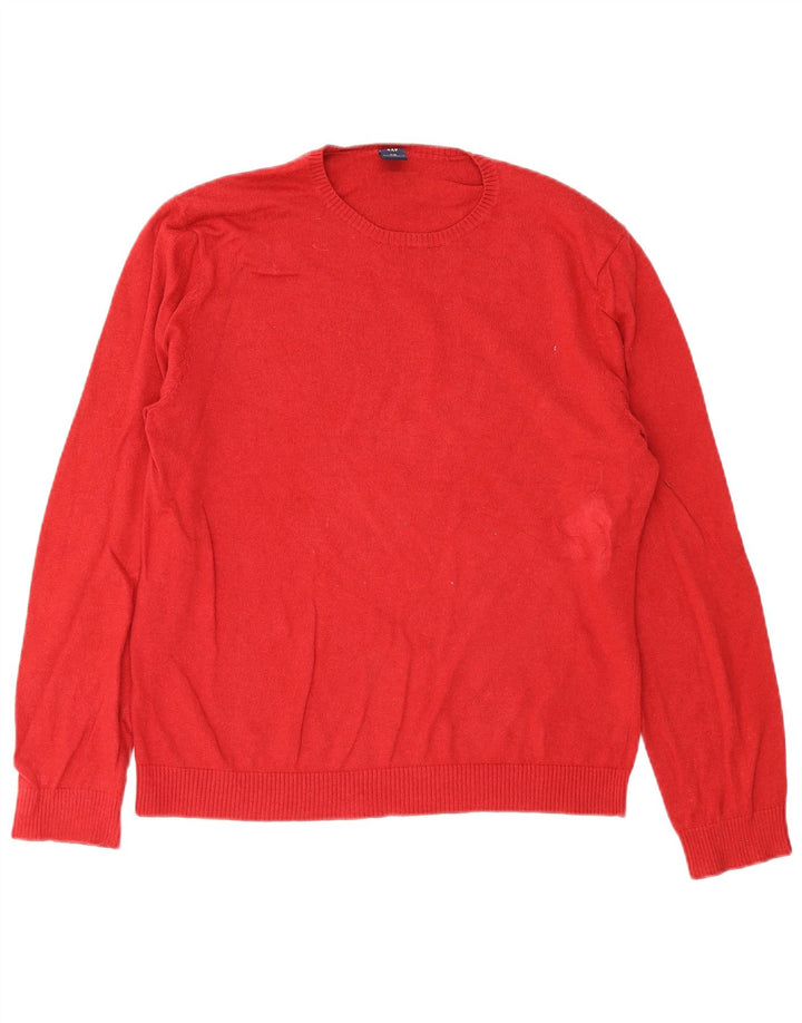Gap Herren-Pullover mit Rundhalsausschnitt, Größe L, aus roter Baumwolle